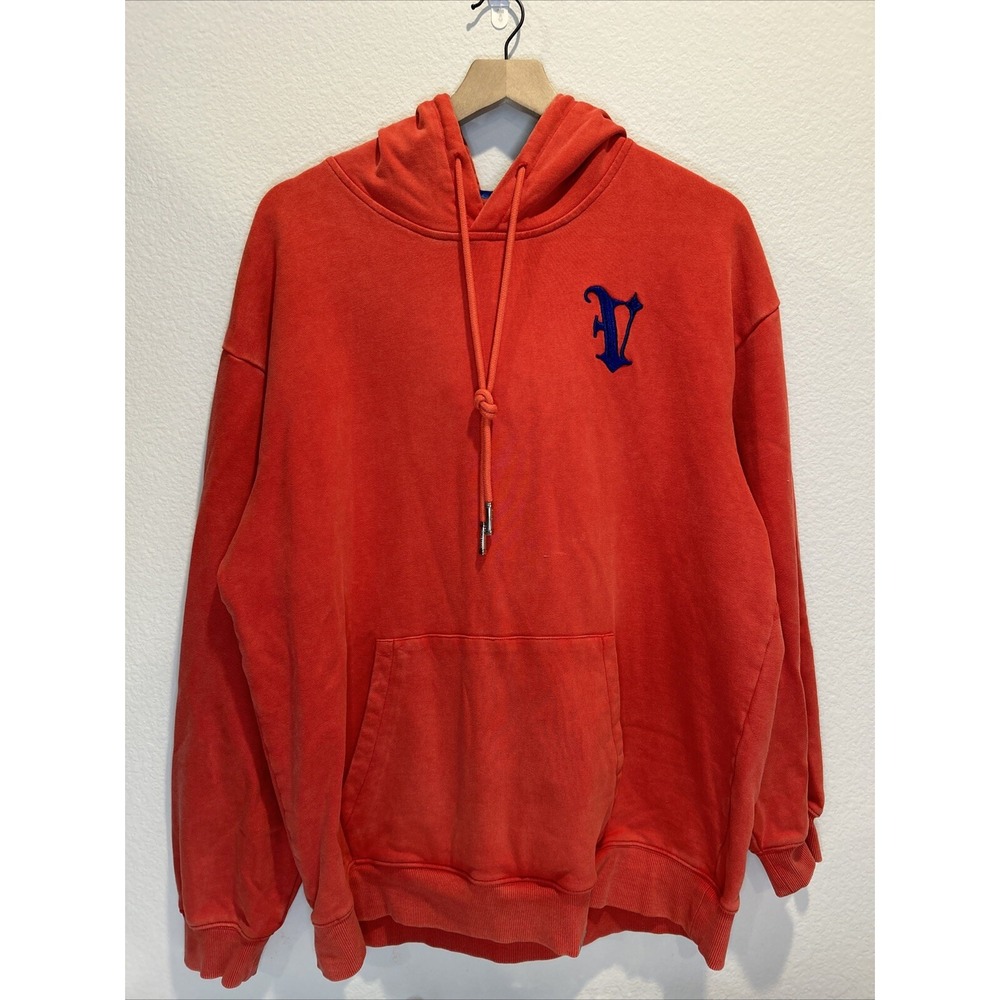 Valabasas Hoodie Mens XL Red Gothic Embroidered Satin Lined Hood Sweatshirt